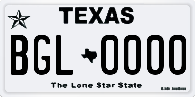 TX license plate BGL0000