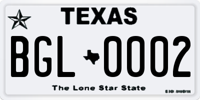 TX license plate BGL0002