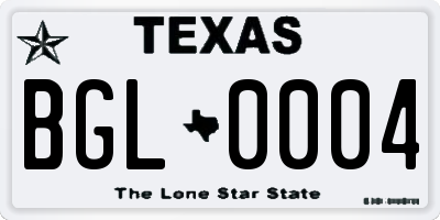 TX license plate BGL0004