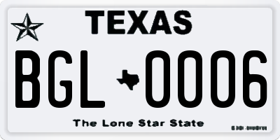 TX license plate BGL0006