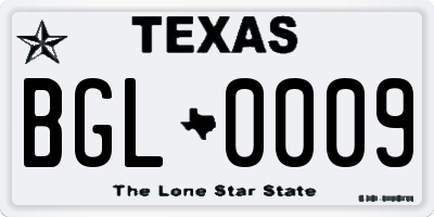 TX license plate BGL0009