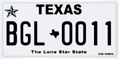 TX license plate BGL0011