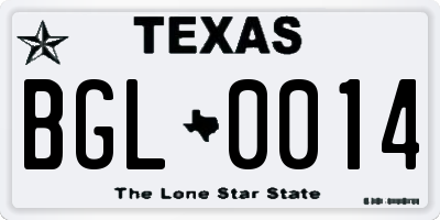 TX license plate BGL0014