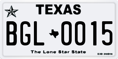 TX license plate BGL0015