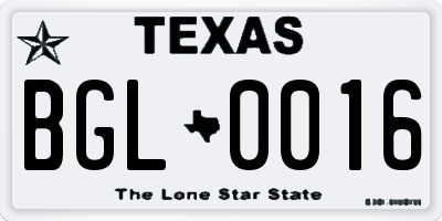 TX license plate BGL0016