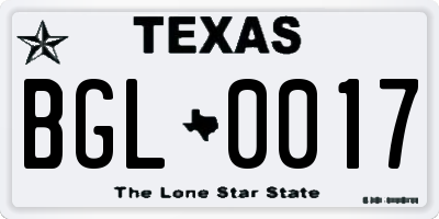 TX license plate BGL0017