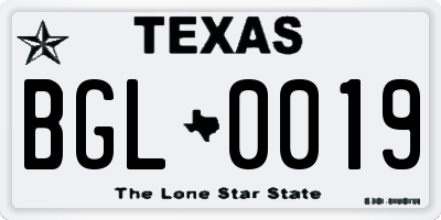 TX license plate BGL0019