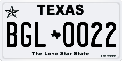 TX license plate BGL0022