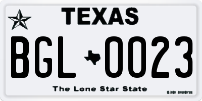 TX license plate BGL0023