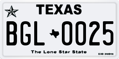 TX license plate BGL0025