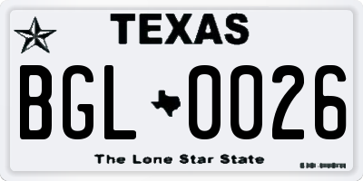 TX license plate BGL0026