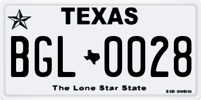 TX license plate BGL0028