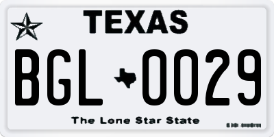 TX license plate BGL0029