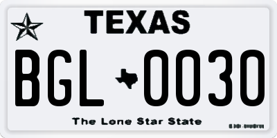 TX license plate BGL0030