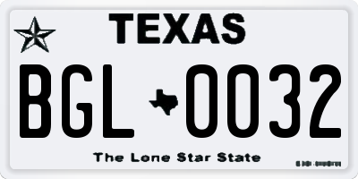 TX license plate BGL0032