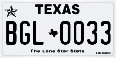 TX license plate BGL0033
