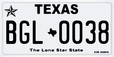 TX license plate BGL0038