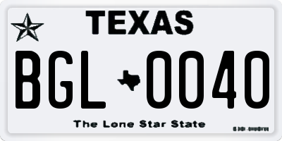 TX license plate BGL0040