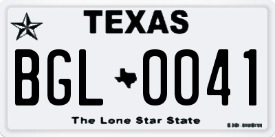 TX license plate BGL0041