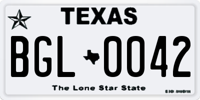TX license plate BGL0042