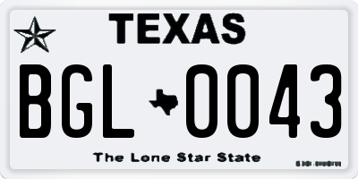 TX license plate BGL0043