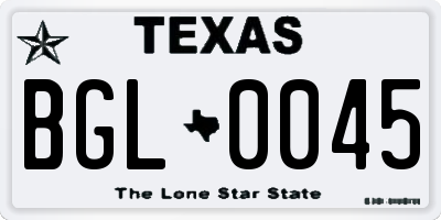 TX license plate BGL0045