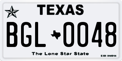 TX license plate BGL0048