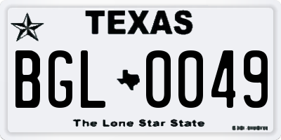TX license plate BGL0049
