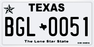 TX license plate BGL0051