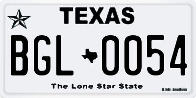 TX license plate BGL0054