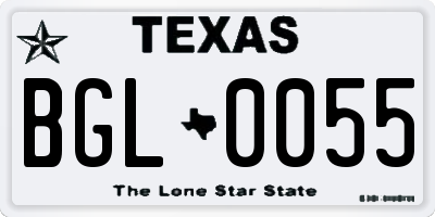 TX license plate BGL0055