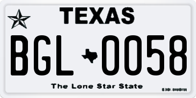 TX license plate BGL0058