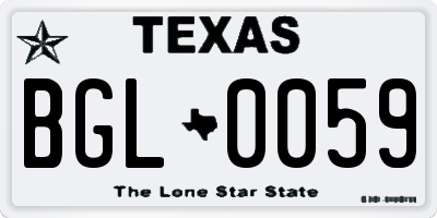 TX license plate BGL0059