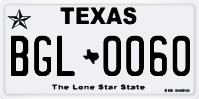 TX license plate BGL0060