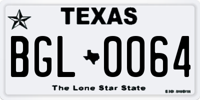 TX license plate BGL0064