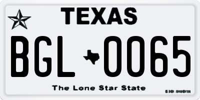TX license plate BGL0065