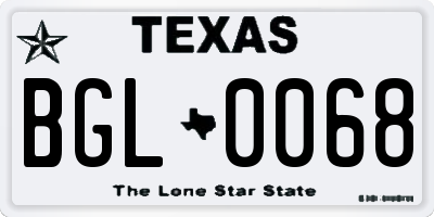 TX license plate BGL0068