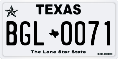 TX license plate BGL0071