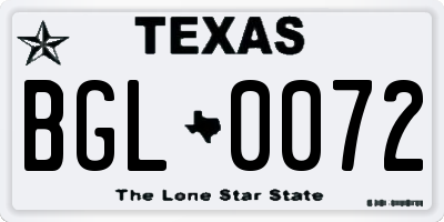 TX license plate BGL0072
