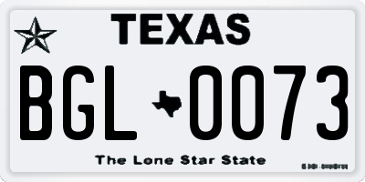 TX license plate BGL0073