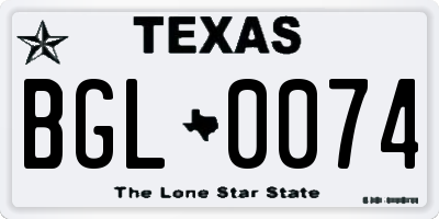 TX license plate BGL0074