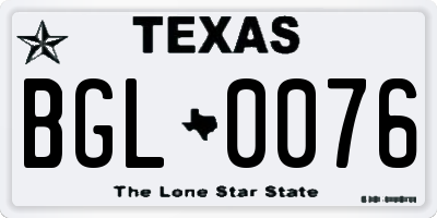 TX license plate BGL0076