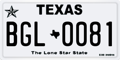 TX license plate BGL0081
