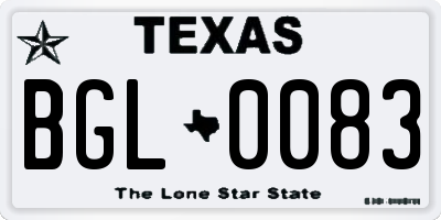 TX license plate BGL0083