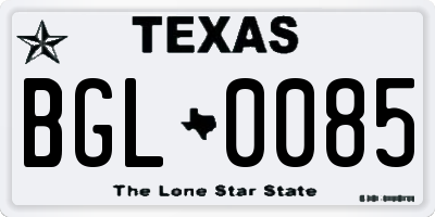 TX license plate BGL0085