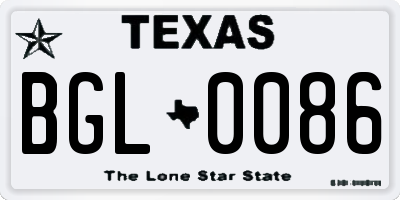 TX license plate BGL0086
