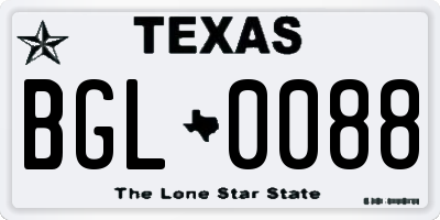 TX license plate BGL0088