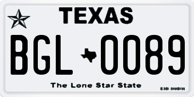 TX license plate BGL0089
