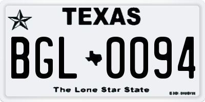 TX license plate BGL0094