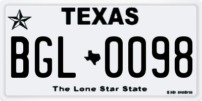 TX license plate BGL0098
